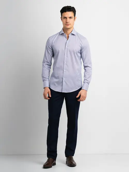 NON-IRON POSLOVNA KOŠULJA 100% PAMUK S NAVY/BIJELA REGULAR