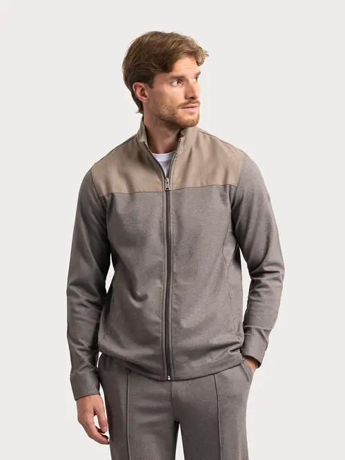 SPORTSKO-ELEGANTNA SWEATSHIRT JAKNA S BEŽ REGULAR