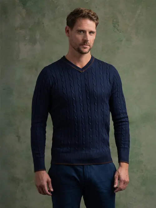 PLETENA VESTA S V IZREZOM M NAVY REGULAR