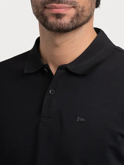 POLO MAJICA DUGIH RUKAVA OD PIQUÉ PLETIVA M CRNA REGULAR