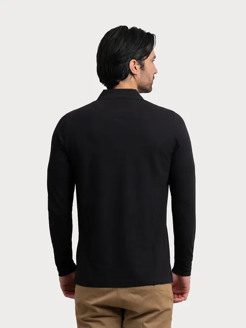 POLO MAJICA DUGIH RUKAVA OD PIQUÉ PLETIVA M CRNA REGULAR