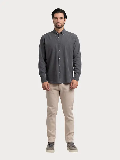 TRAPER KOŠULJA OD 100% PAMUKA S BUTTON-DOWN OVRATNIKOM S SVIJETLO SIVA REGULAR