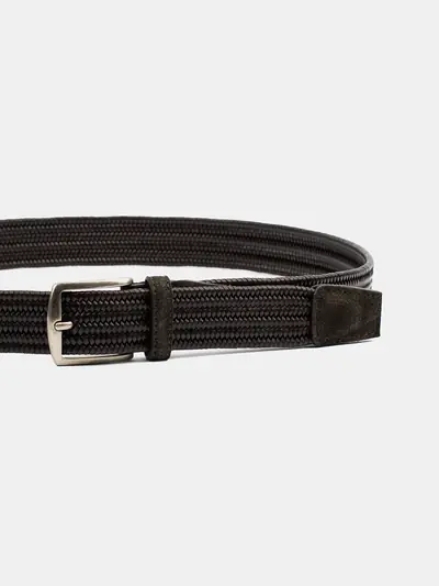 PLETENI KOŽNI REMEN DETALJIMA OD BRUŠENE KOŽE