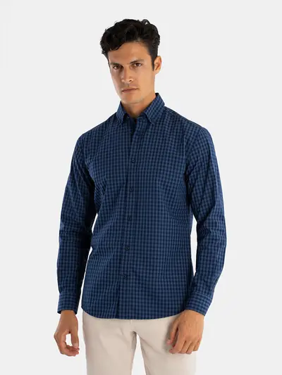 KARIRANA KOŠULJA S BUTTON-DOWN OVRATNIKOM 100% PAMUK