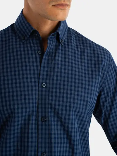 KARIRANA KOŠULJA S BUTTON-DOWN OVRATNIKOM 100% PAMUK