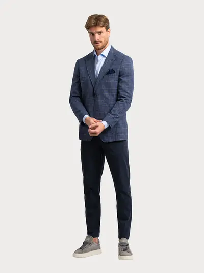 SMART CASUAL SAKO OD MEKANE TKANINE S KARO UZORKOM